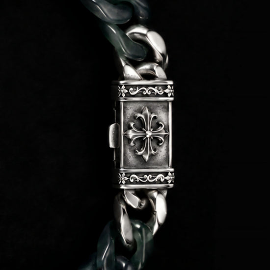 Classical Cuban Bracelet In Top Icy Green Guatemalan Jade - JadeChains