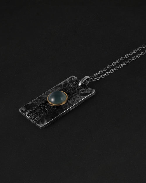Cracked Relic Pendant In Nickel Silver With Guatemalan Jade