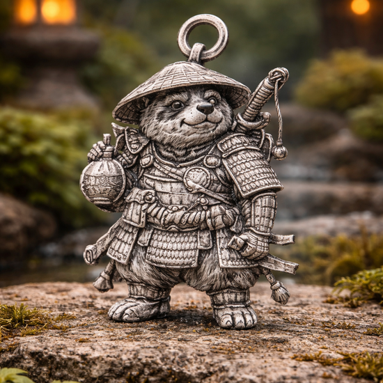 Raccoon Samurai Charm Pendant - JadeChains