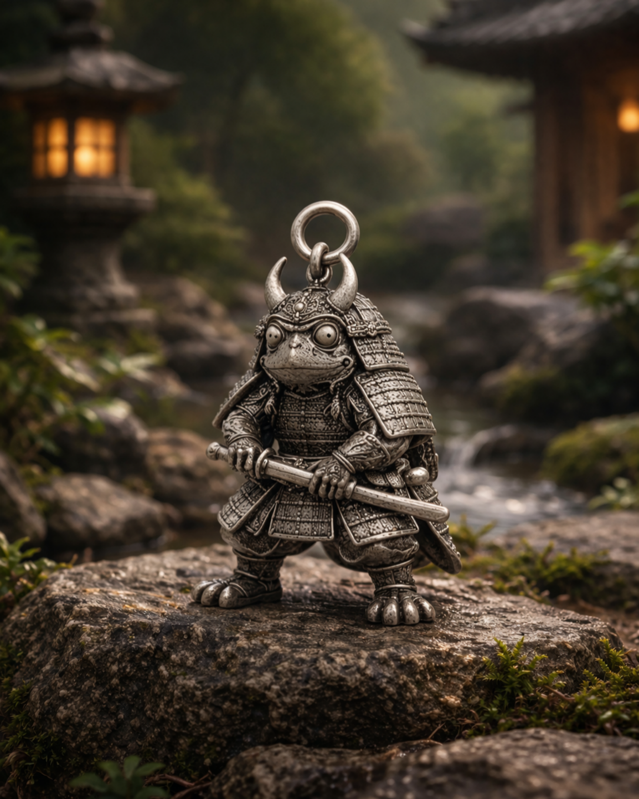 Frog Samurai Charm Pendant