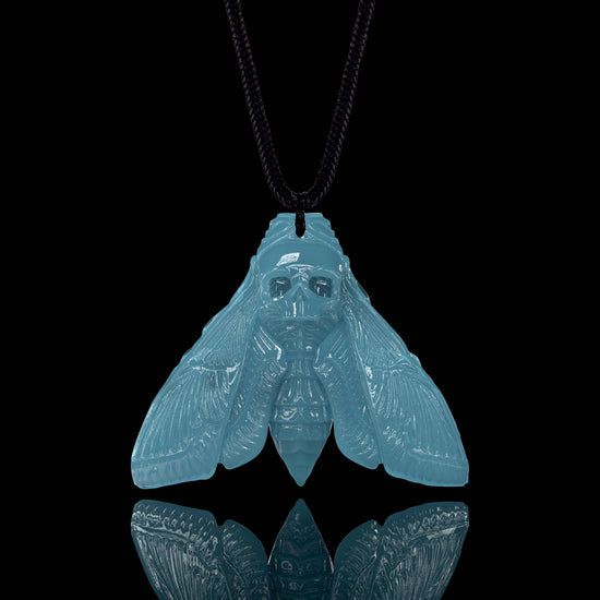 Death's Head Moth Pendant In Mayan Blue Jade - JadeChains