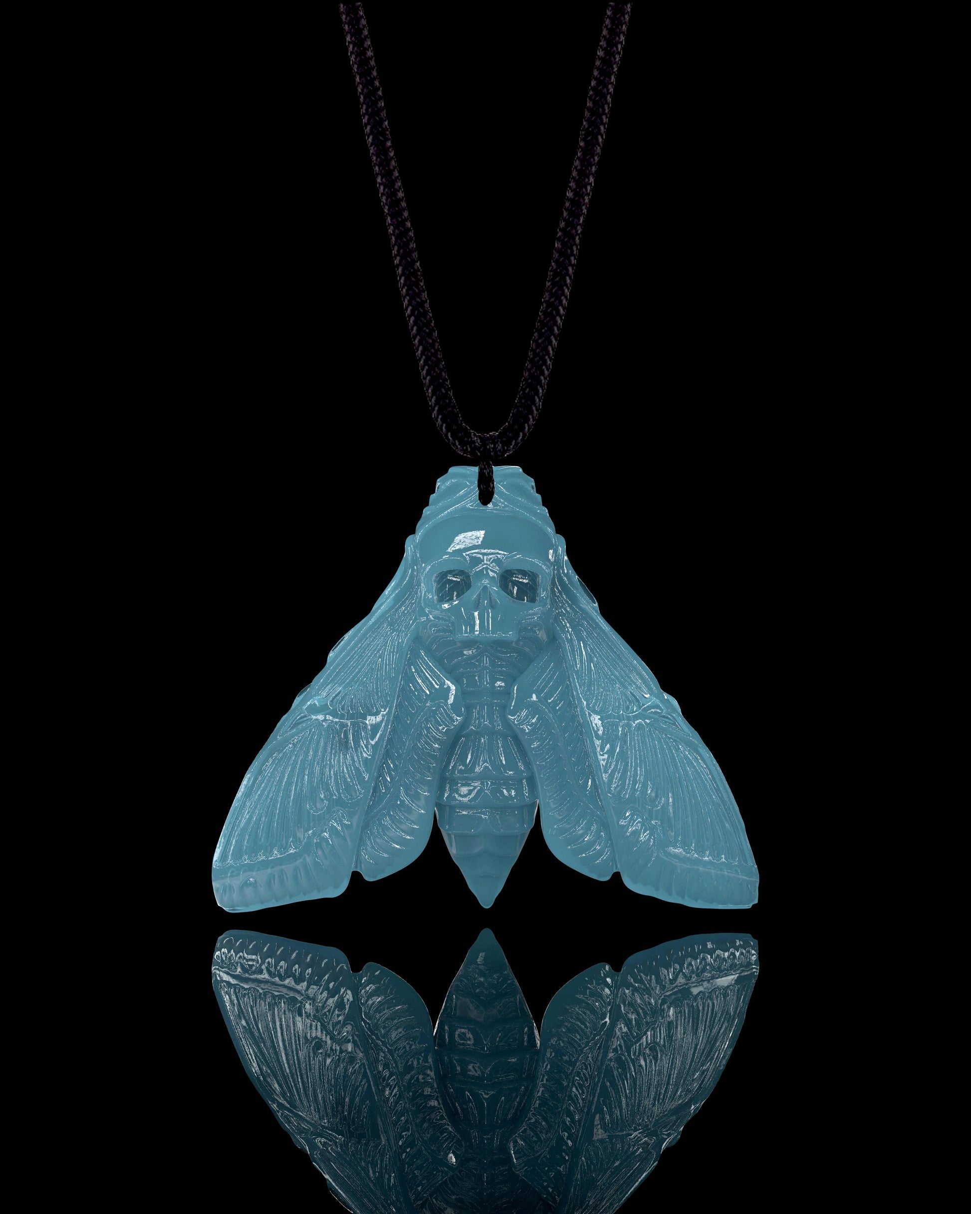Death's Head Moth Pendant In Mayan Blue Jade - JadeChains
