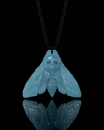 Death's Head Moth Pendant In Mayan Blue Jade - JadeChains