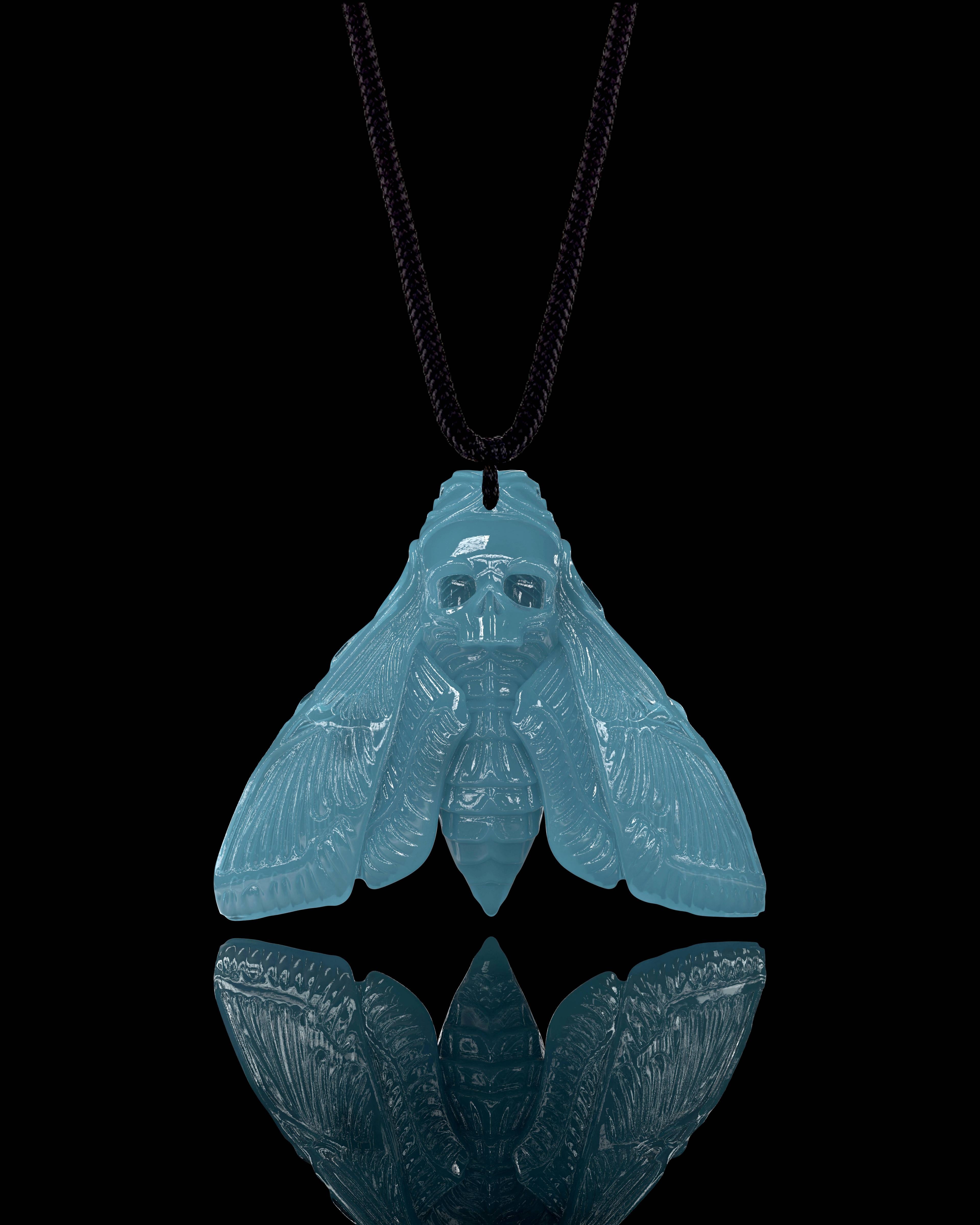 Death's Head Moth Pendant In Mayan Blue Jade
