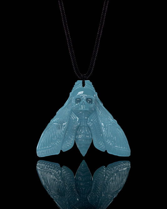 Death's Head Moth Pendant In Mayan Blue Jade - JadeChains