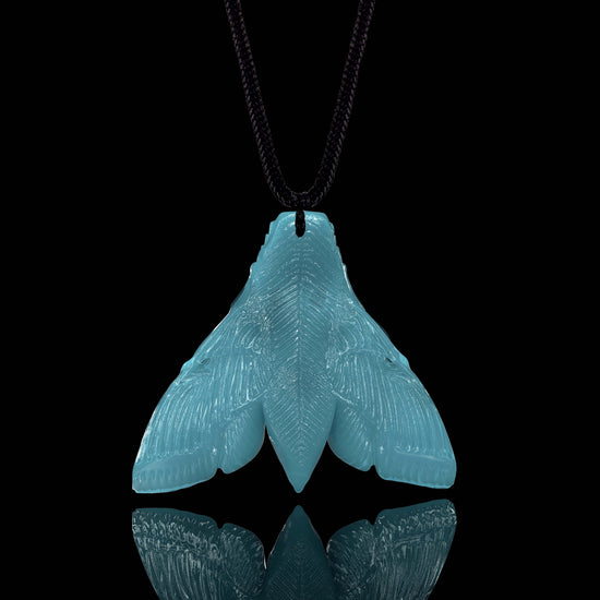 Death's Head Moth Pendant In Mayan Blue Jade - JadeChains