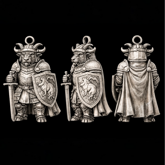 Bull Knight Charm Pendant - JadeChains