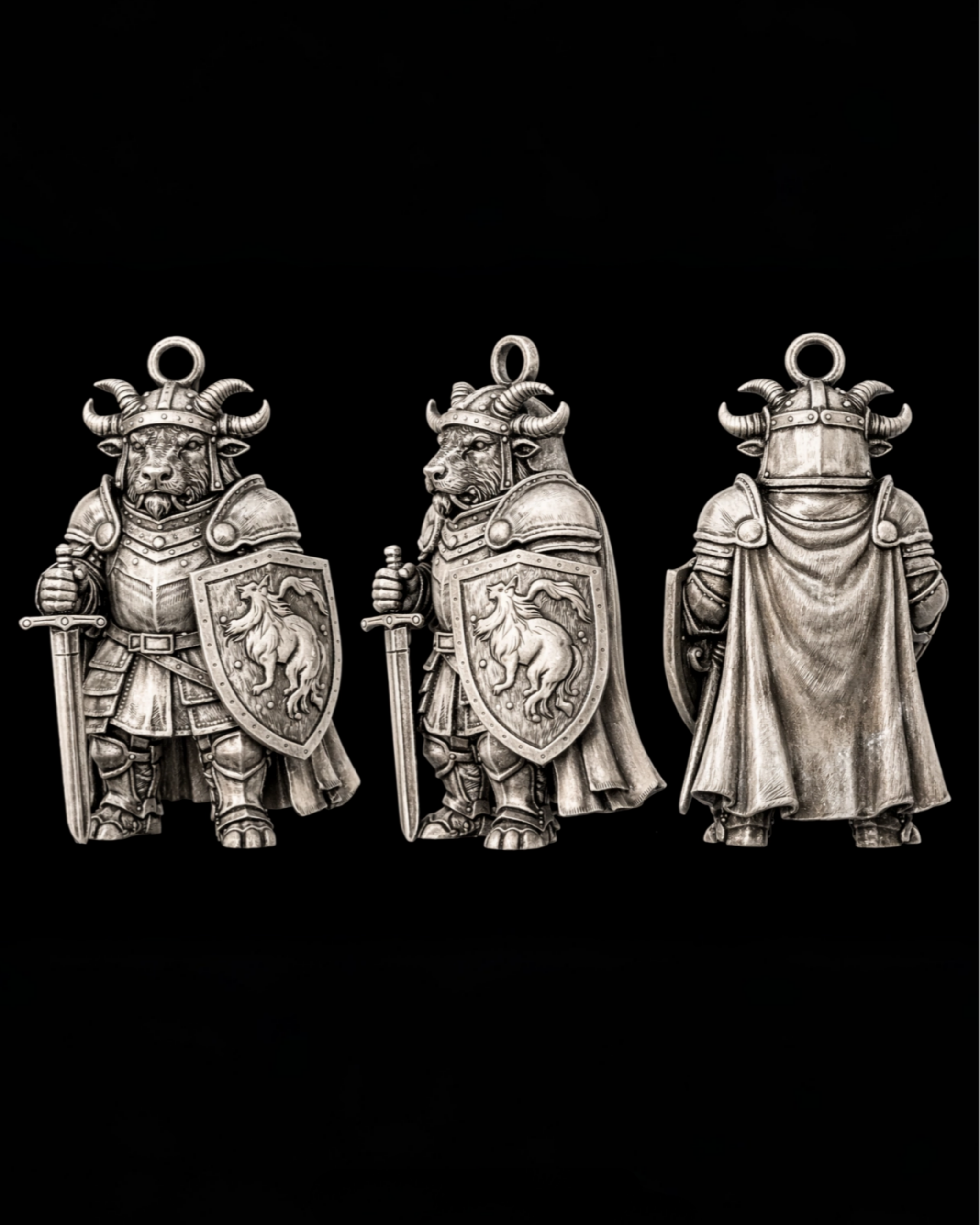 Bull Knight Charm Pendant
