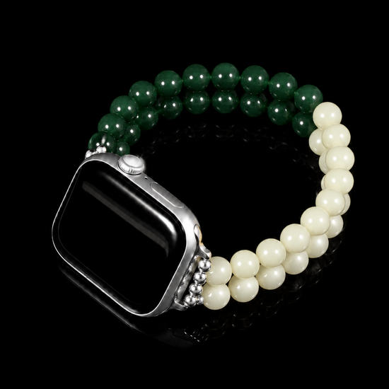 Dual Contrast Watch Straps In Nephrite - JadeChains
