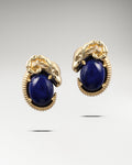 Celestial Ram Earrings With Lapiz Lazuli