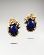 Celestial Ram Earrings With Lapiz Lazuli