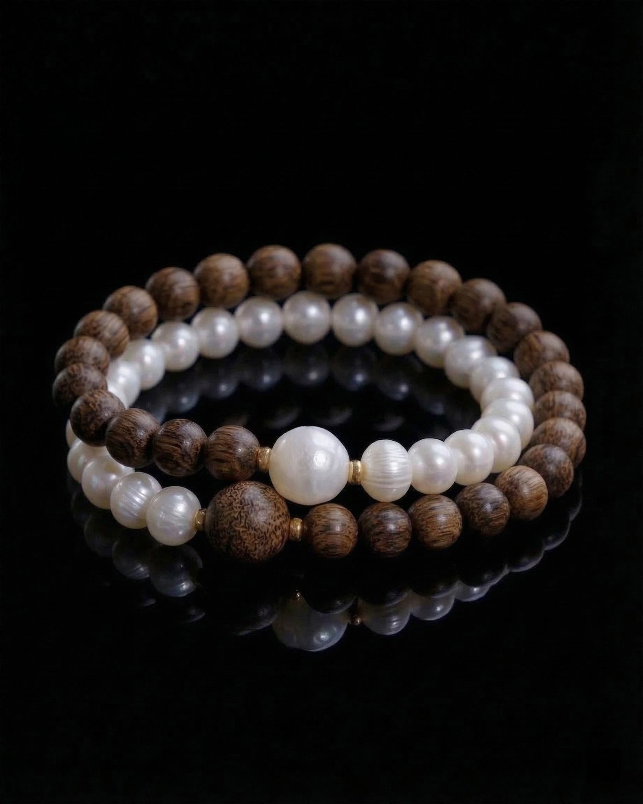 Echoing Strands Bracelet In Pearl And Agarwood