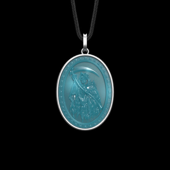 Eldritch Reaper Pendant In Mayan Blue Jade - JadeChains