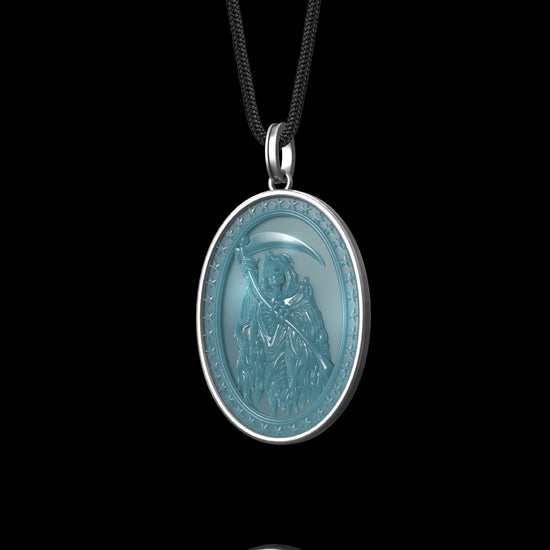 Eldritch Reaper Pendant In Mayan Blue Jade - JadeChains