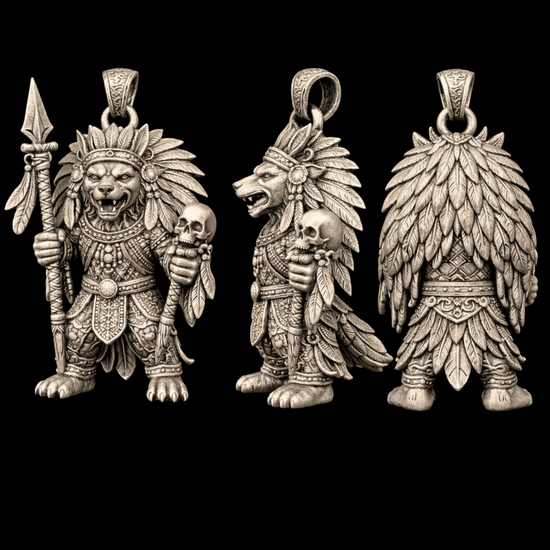Coyote Warrior Charm Pendant - JadeChains