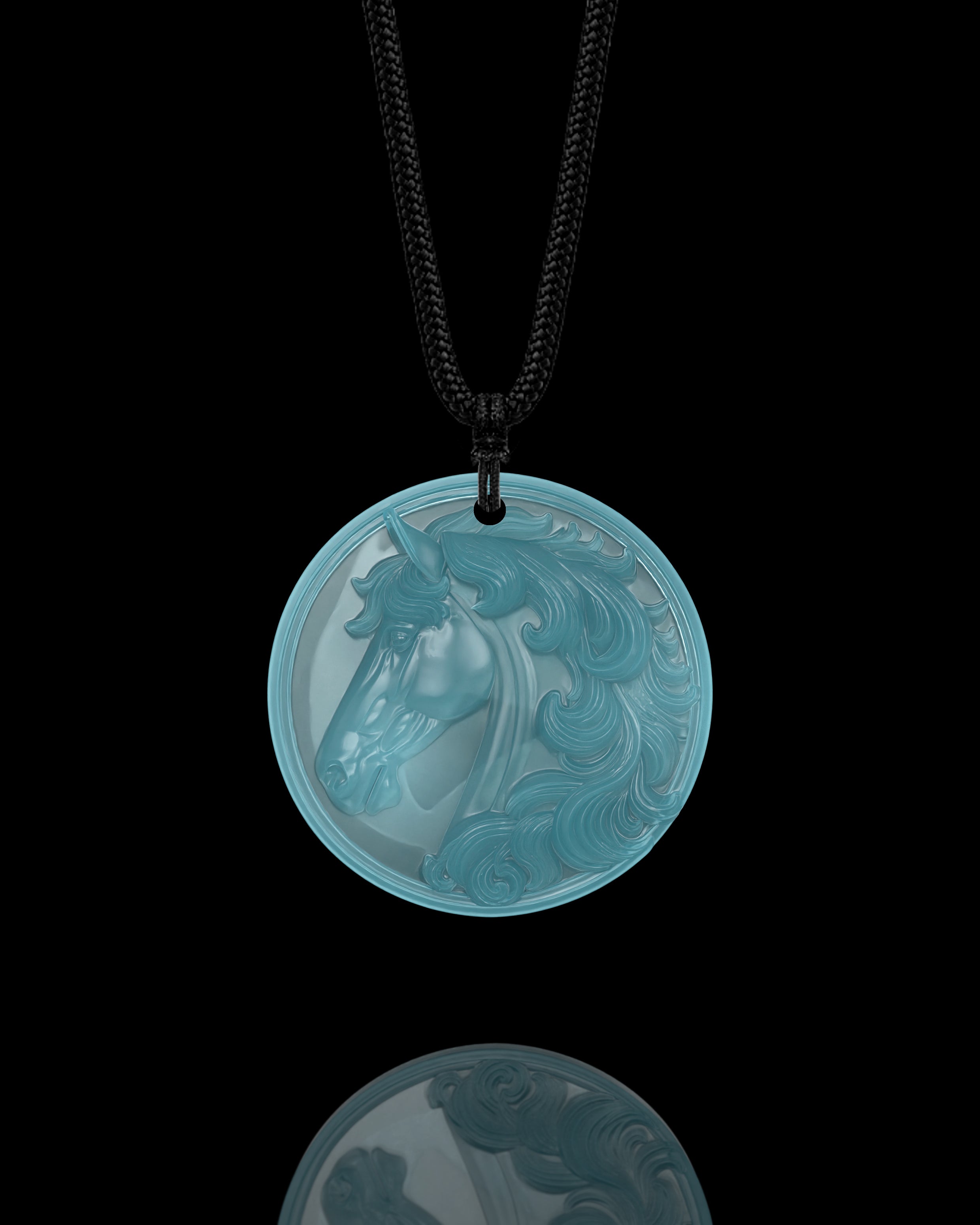 Feral Gallop Pendant In Mayan Blue Jade