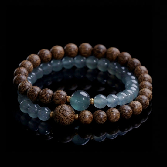 Echoing Strands Bracelet In Guatemalan Blue Jade And Agarwood - JadeChains