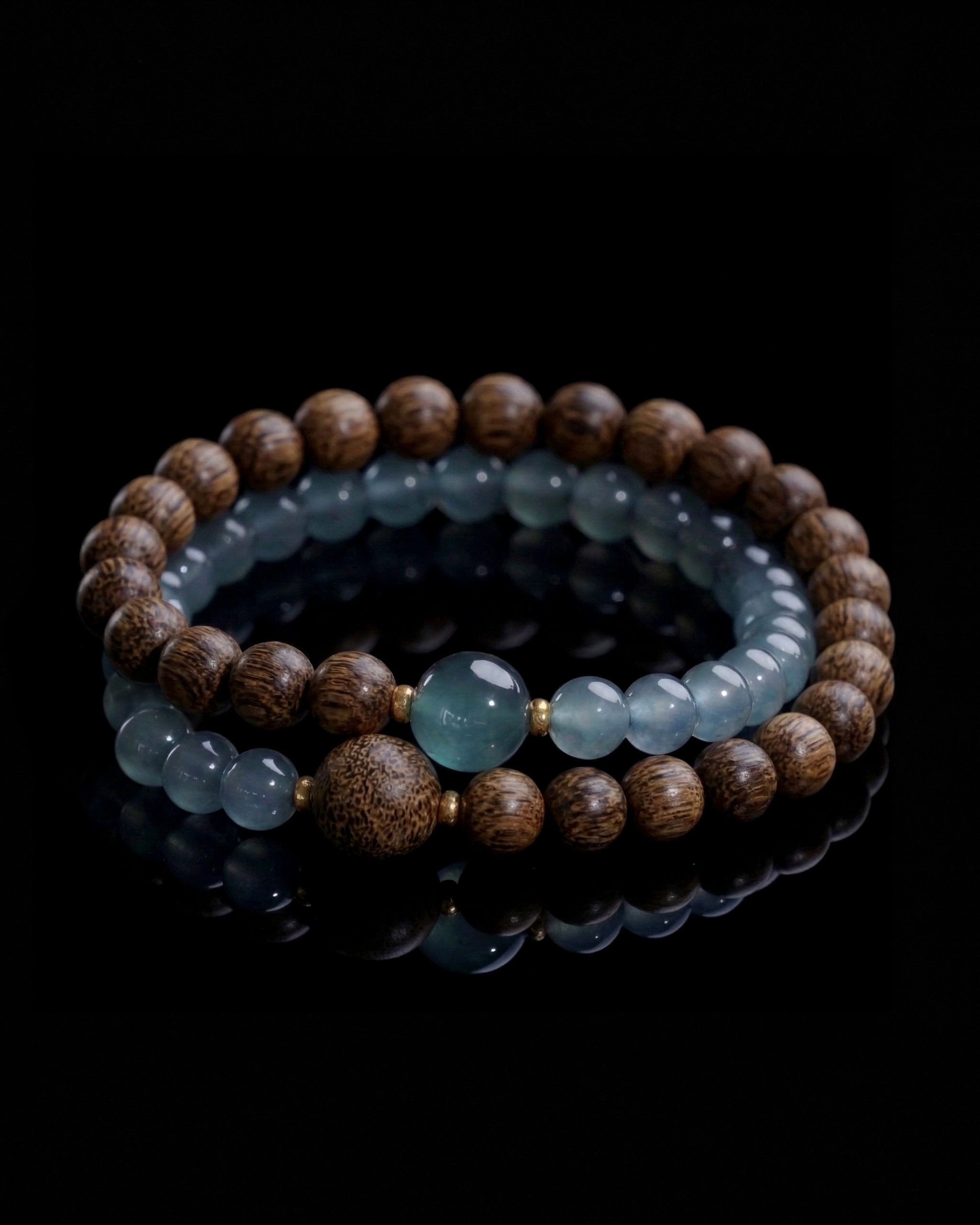 Echoing Strands Bracelet In Guatemalan Blue Jade And Agarwood