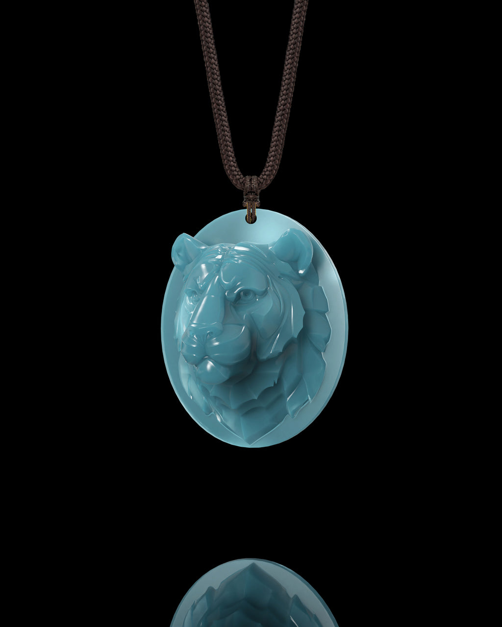 Jaguar Totem Pendant In Mayan Blue Jade