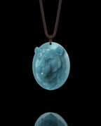Jaguar Totem Pendant In Mayan Blue Jade