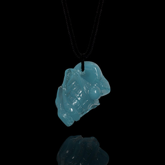 Jester Visage Pendant In Mayan Blue Jade - JadeChains