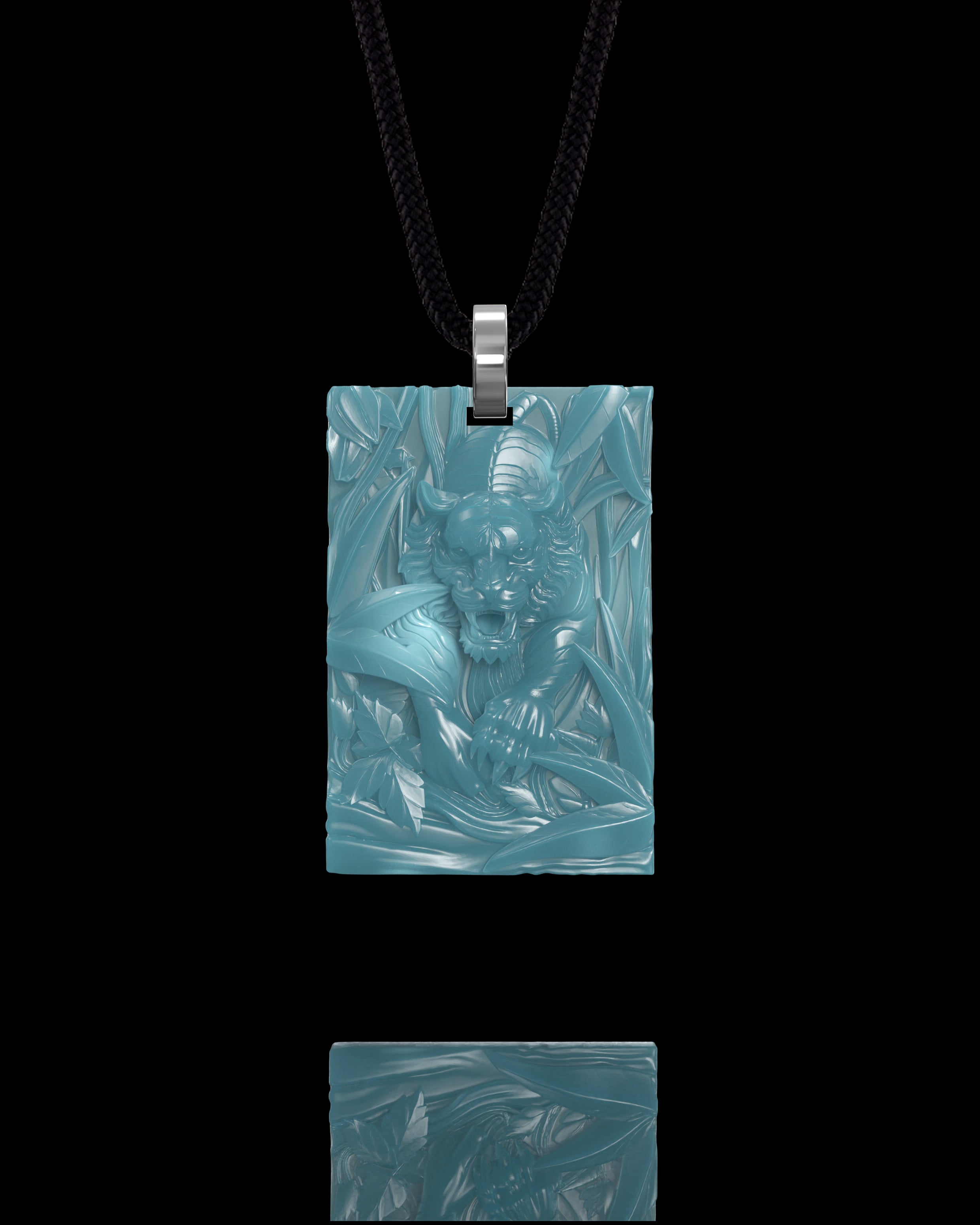 Jungle Ambush Pendant In Mayan Blue Jade