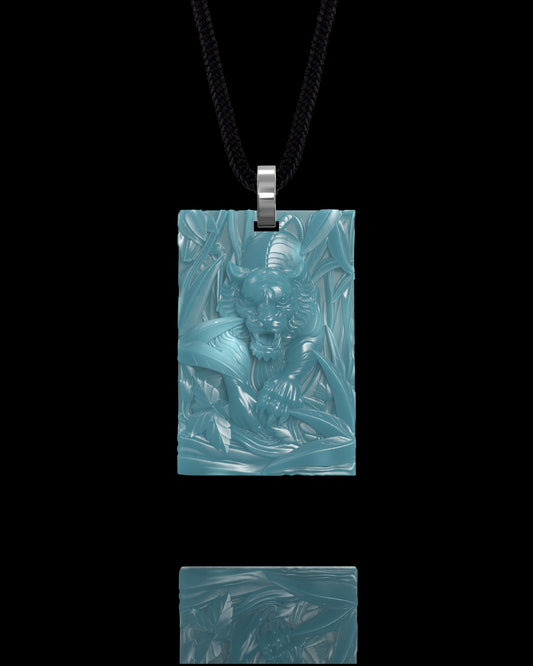 Jungle Ambush Pendant In Mayan Blue Jade - JadeChains