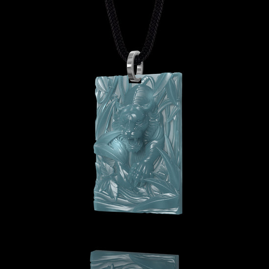Jungle Ambush Pendant In Mayan Blue Jade - JadeChains