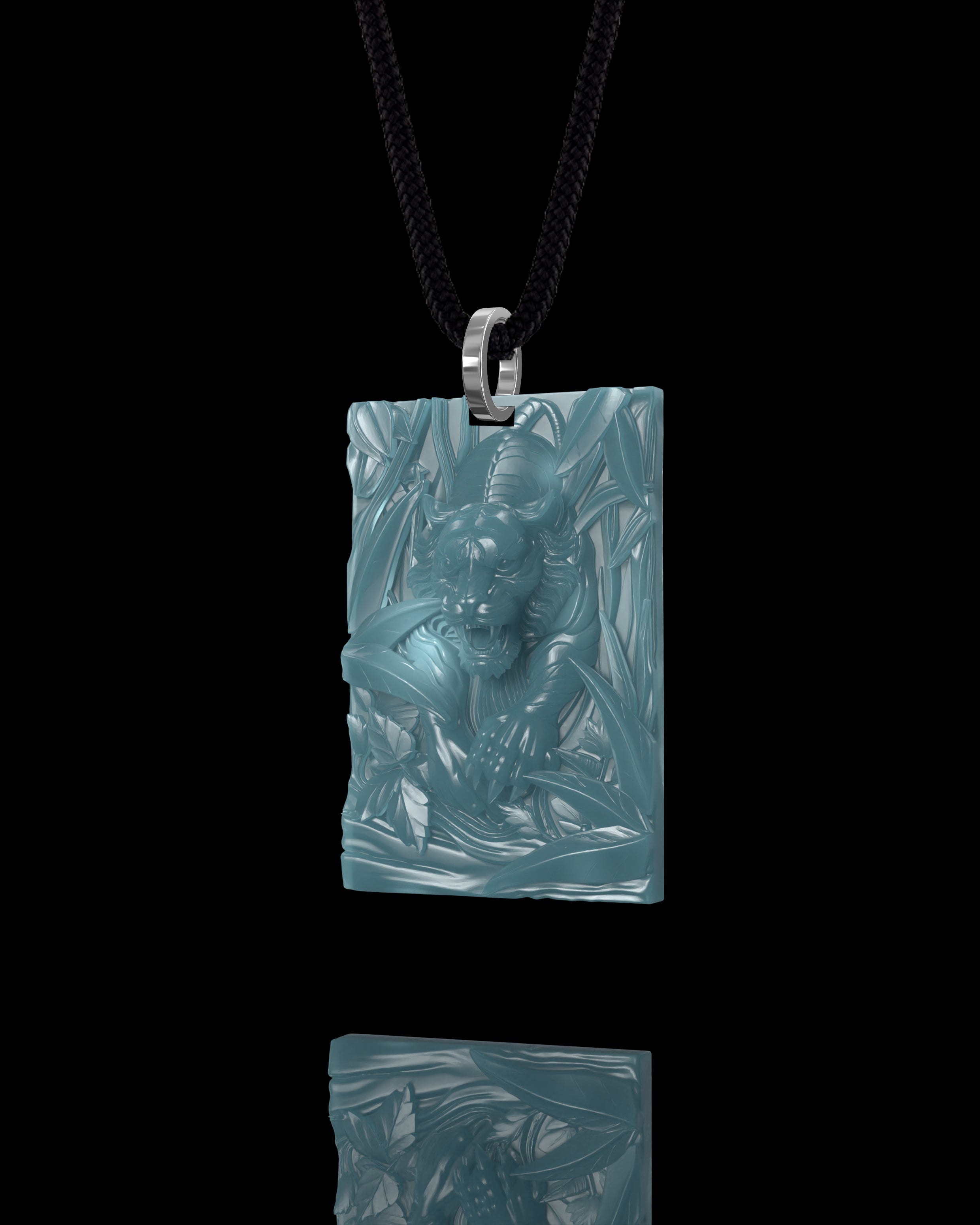 Jungle Ambush Pendant In Mayan Blue Jade