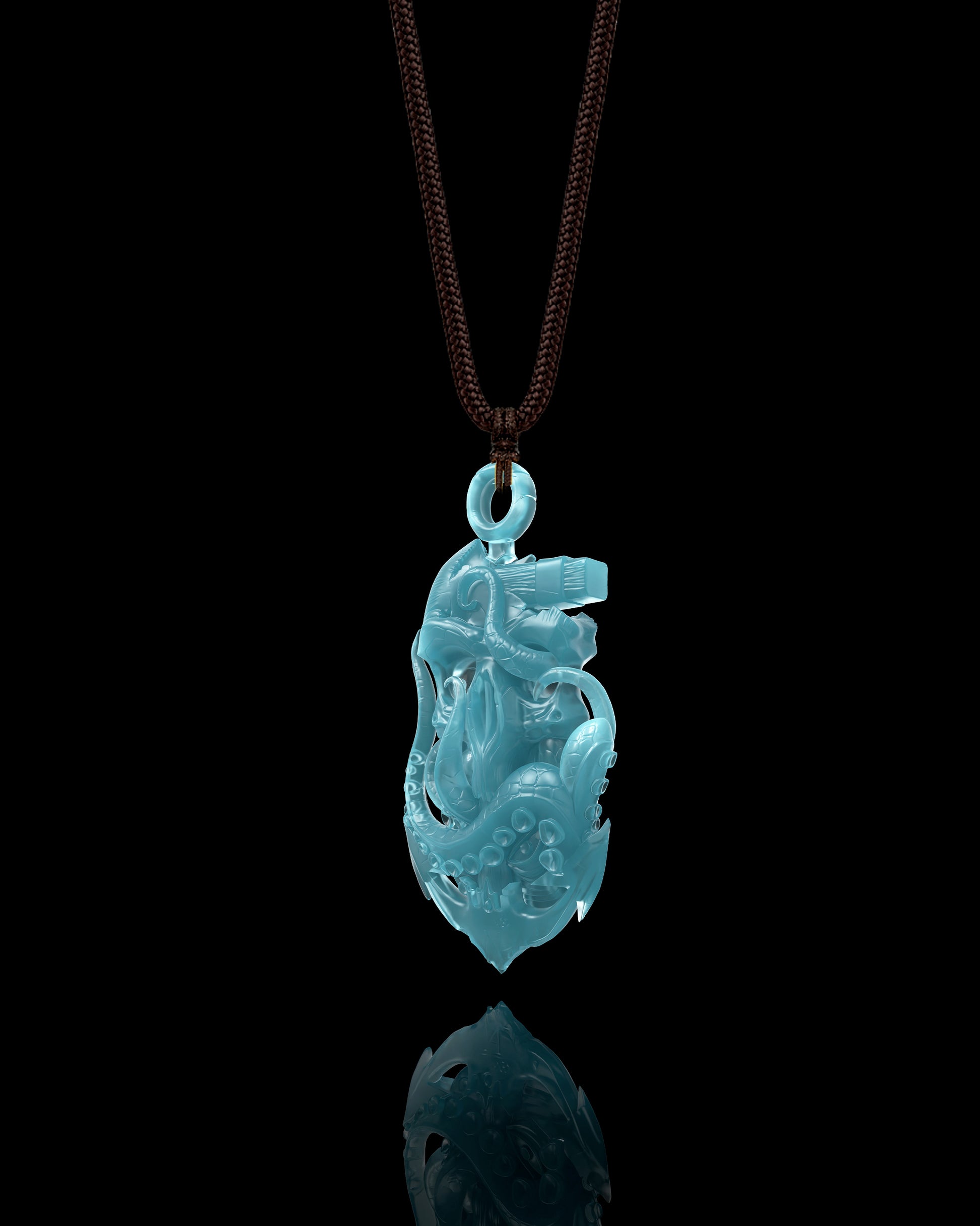 Kraken's Grasp Pendant In Mayan Blue Jade - JadeChains