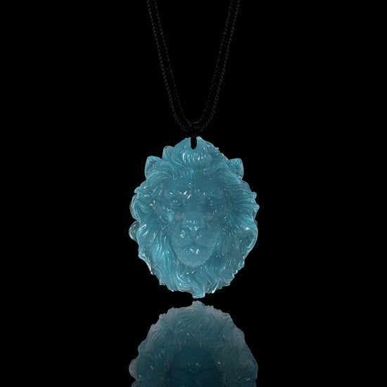 Unchained Lion Pendant In Mayan Blue Jade - JadeChains