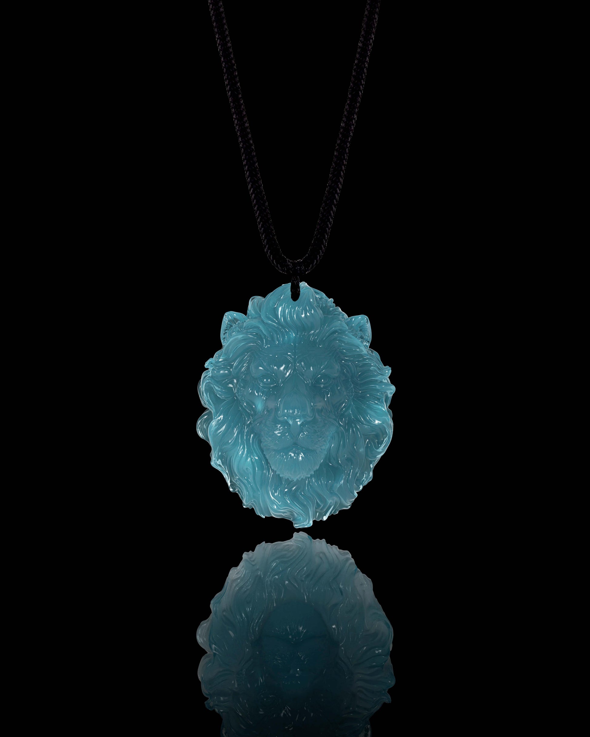Unchained Lion Pendant In Mayan Blue Jade - JadeChains