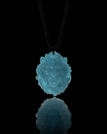 Unchained Lion Pendant In Mayan Blue Jade - JadeChains