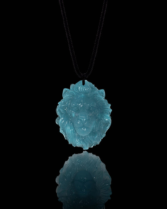 Unchained Lion Pendant In Mayan Blue Jade - JadeChains