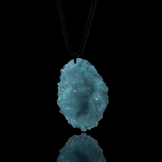 Unchained Lion Pendant In Mayan Blue Jade - JadeChains