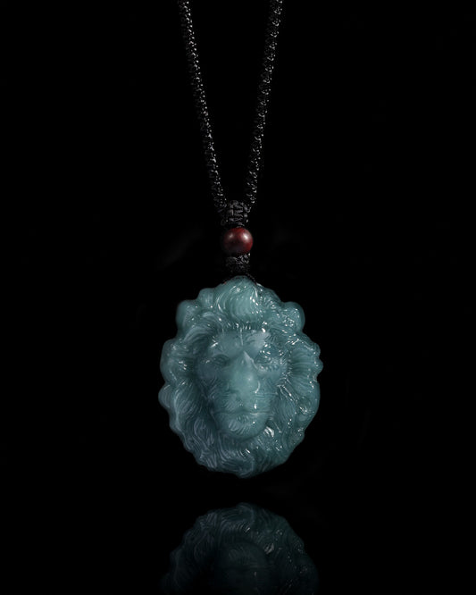 Unchained Lion Pendant In Mayan Blue Jade