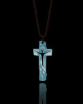 Rippling Cross Pendant In Mayan Blue Jade