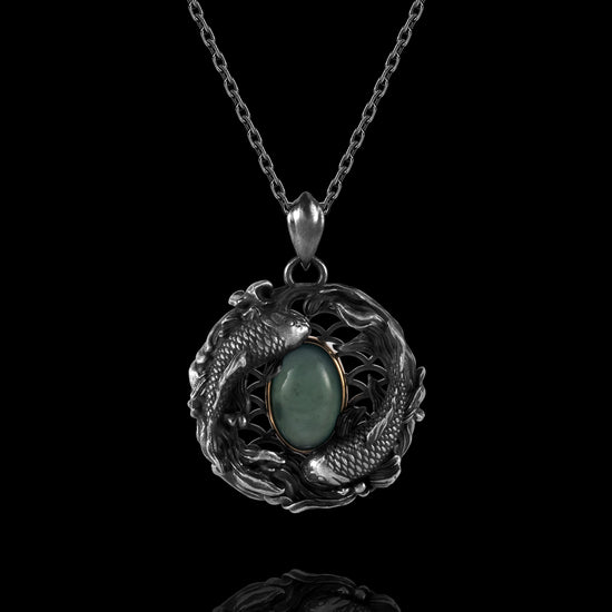 Serene Waves Pendant In Nickel Silver With Guatemalan Jade - JadeChains