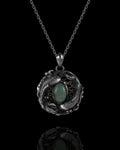 Serene Waves Pendant In Nickel Silver With Guatemalan Jade