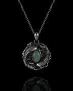 Serene Waves Pendant In Nickel Silver With Guatemalan Jade