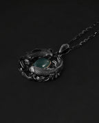 Serene Waves Pendant In Nickel Silver With Guatemalan Jade