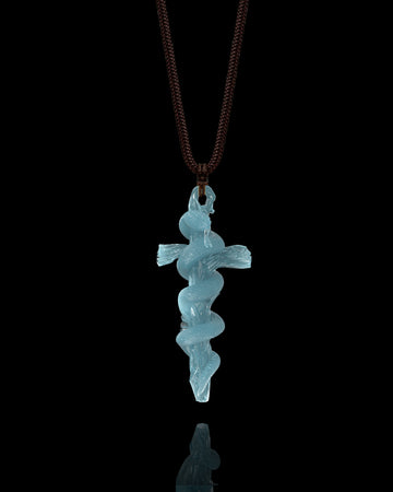 Serpent's Embrace Cross Pendant In Mayan Blue Jade - JadeChains