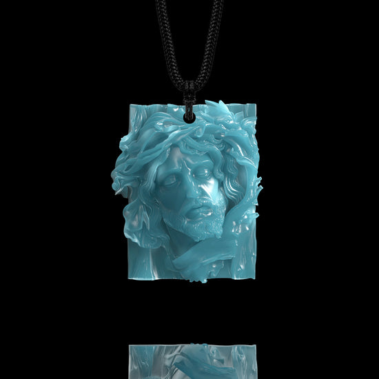 Slumbering Savior Pendant In Mayan Blue Jade - JadeChains