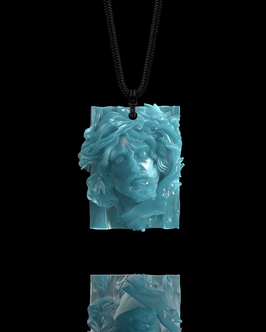 Slumbering Savior Pendant In Mayan Blue Jade