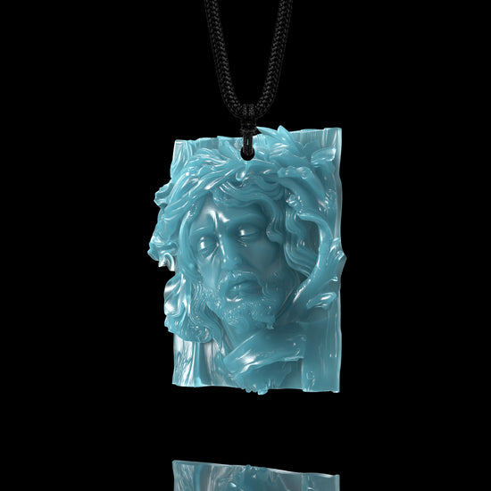 Slumbering Savior Pendant In Mayan Blue Jade - JadeChains