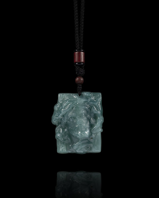 Slumbering Savior Pendant In Mayan Blue Jade