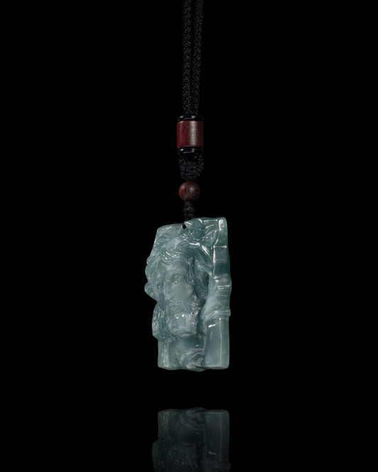 Slumbering Savior Pendant In Mayan Blue Jade
