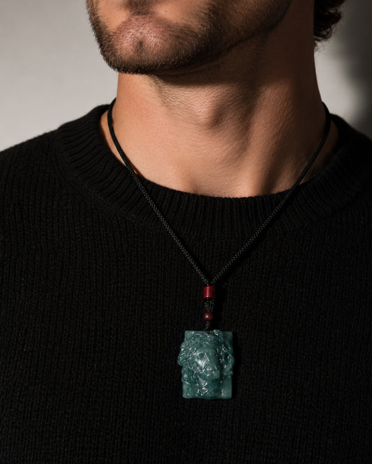 Slumbering Savior Pendant In Mayan Blue Jade
