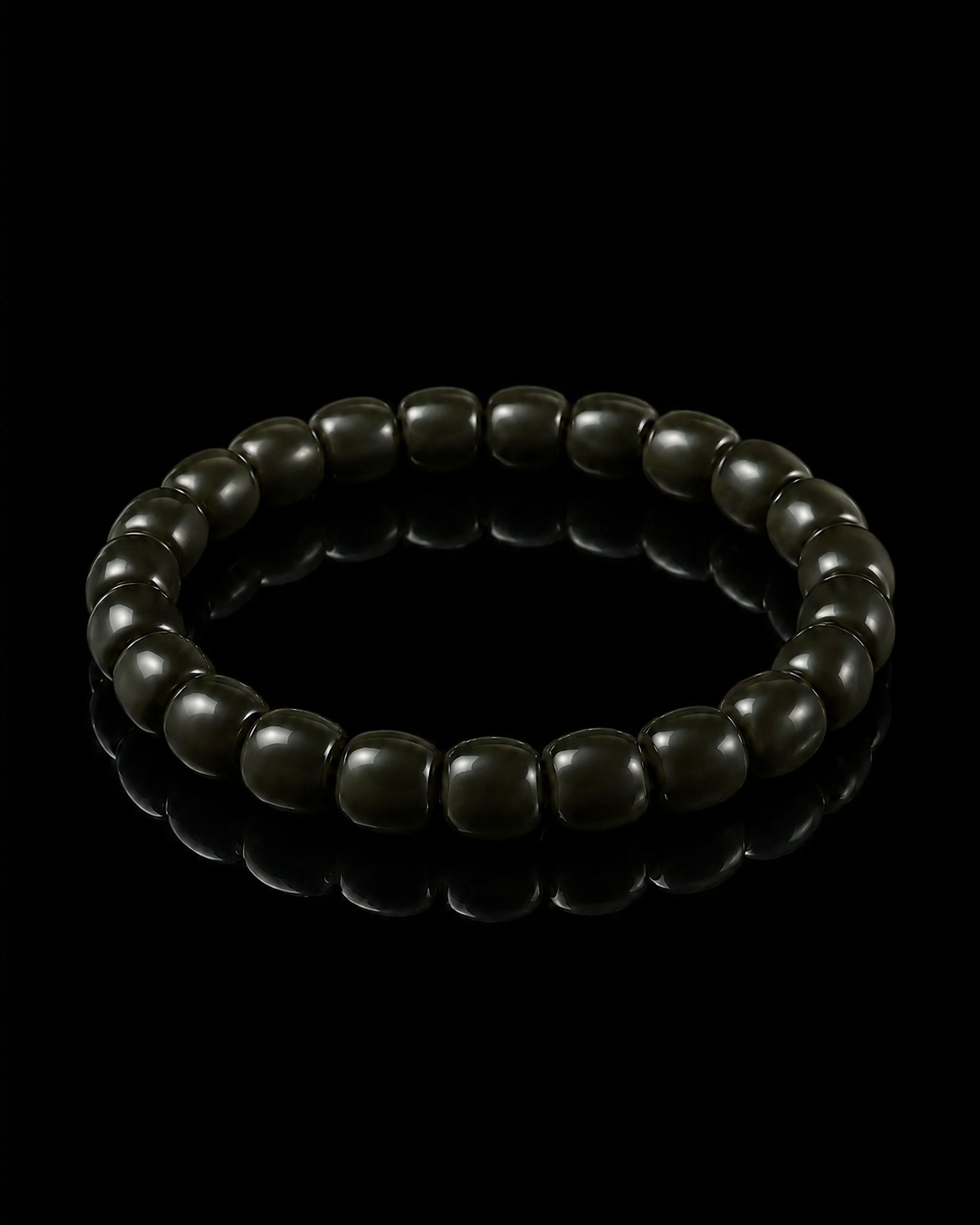 Solid Drum Bracelet In Barrel-cut Nephrite - JadeChains
