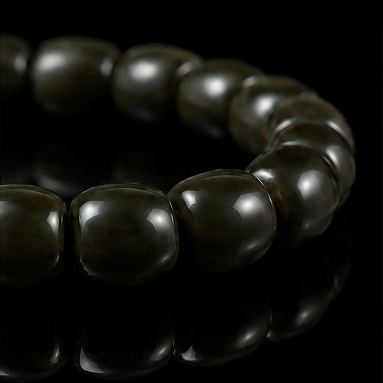Solid Drum Bracelet In Barrel-cut Nephrite - JadeChains